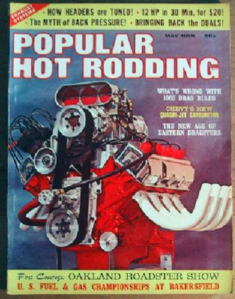 POPULAR HOT RODDING 1965 MAY - KARAMESINES' RAIL, HEMI UNDER